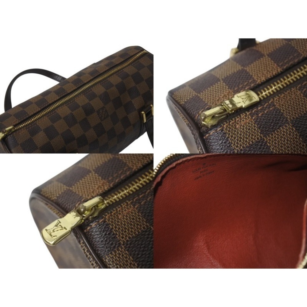 LOUIS VUITTON Papillon Handbag Damier Cylindrical Drum Shaped Ebene Brown - Picture 7 of 8
